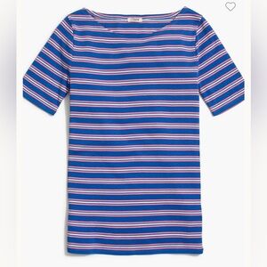 J. Crew Striped Perfect Fit Open Neck Tee Womens Size Medium
